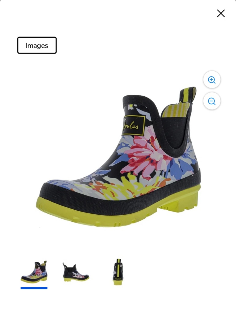 Joules Navy Floral Waterproof Wellibob Rain Boots with Yellow Trim